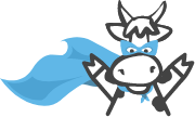 Cow wearing mask and cape