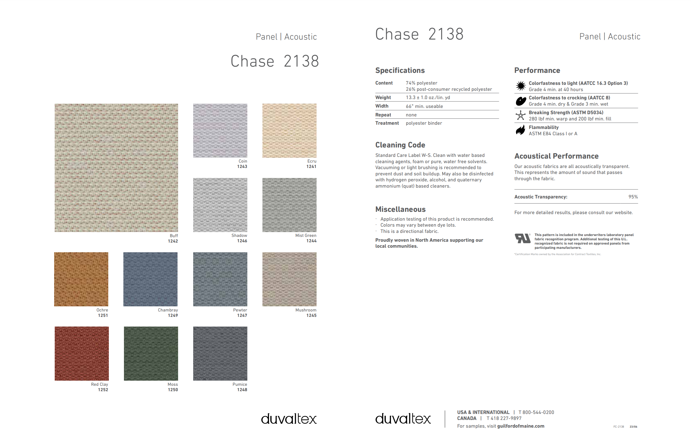 Chase fabric for acoustic panels