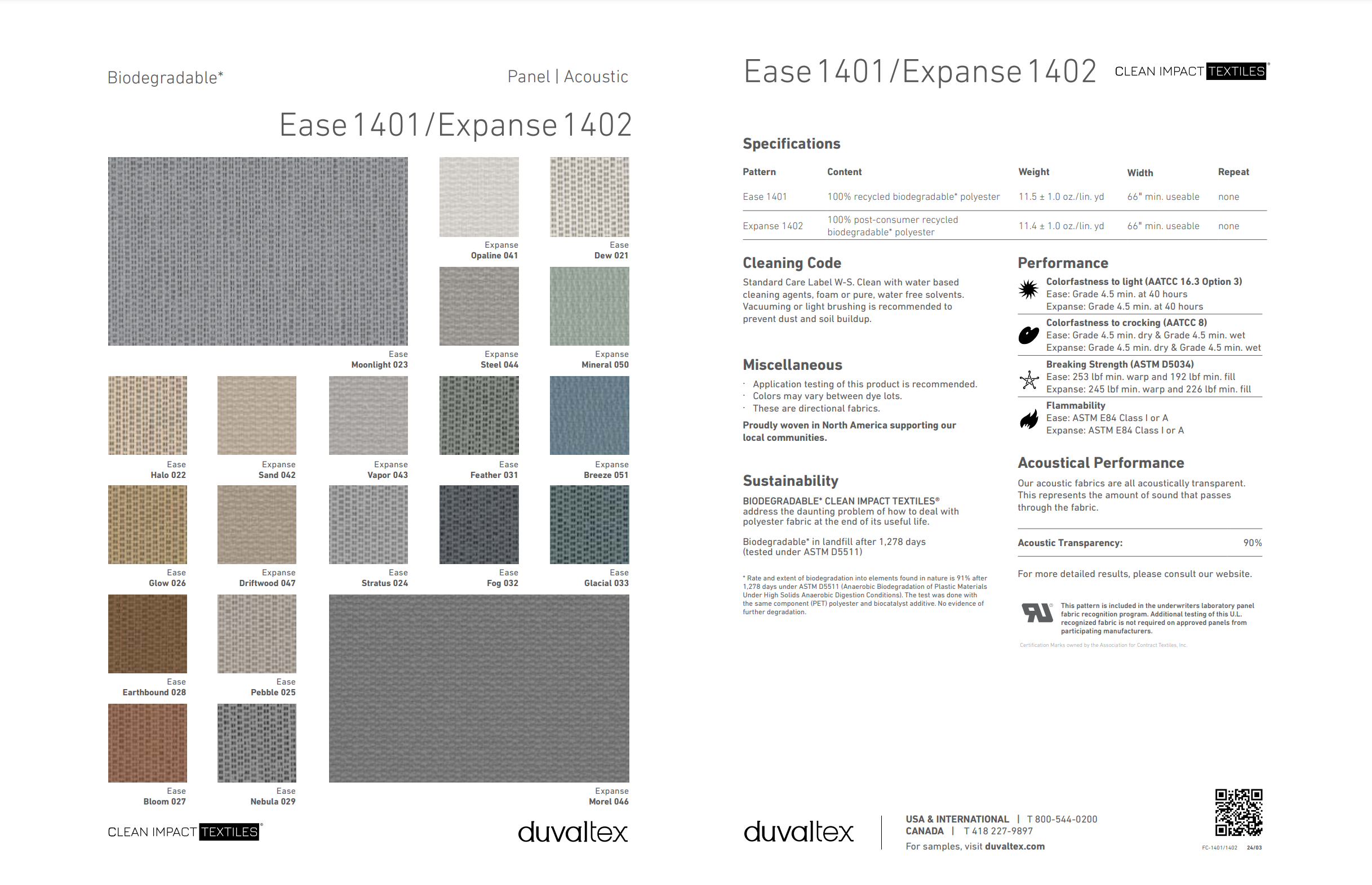 Ease and Expanse fabric for acoustic panels