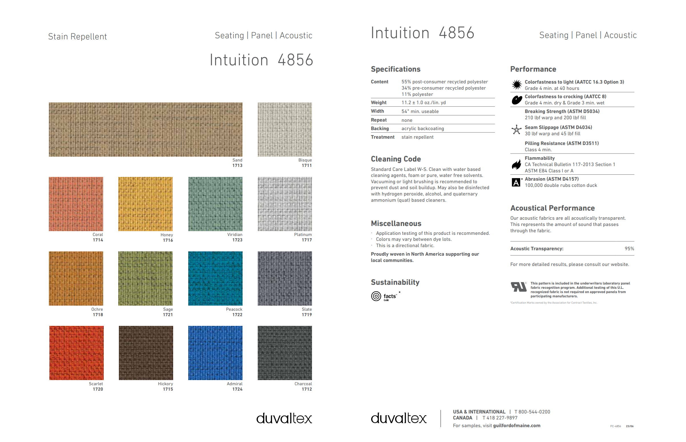 Intuition fabric for acoustic panels