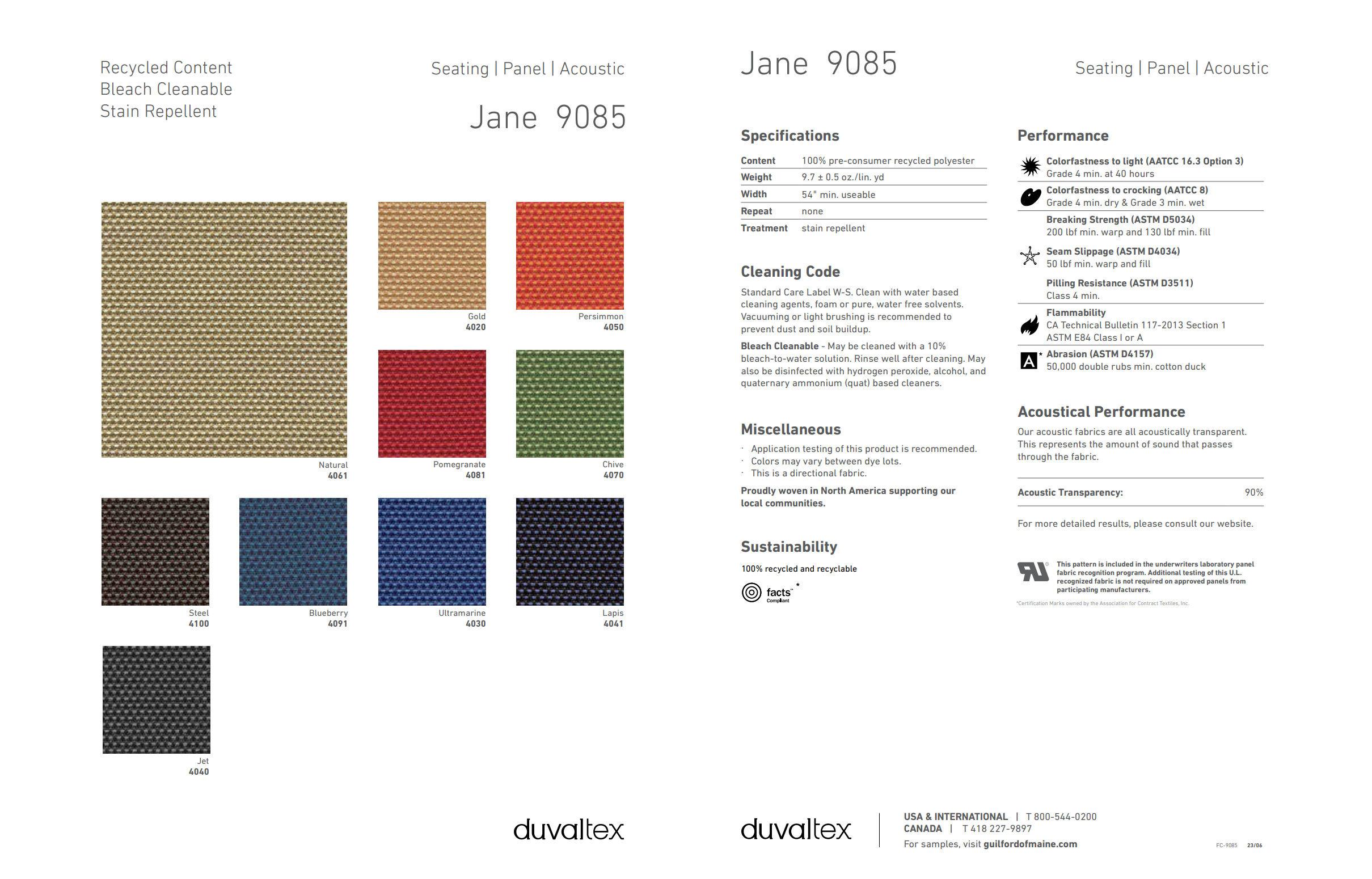 Jane fabric for acoustic panels