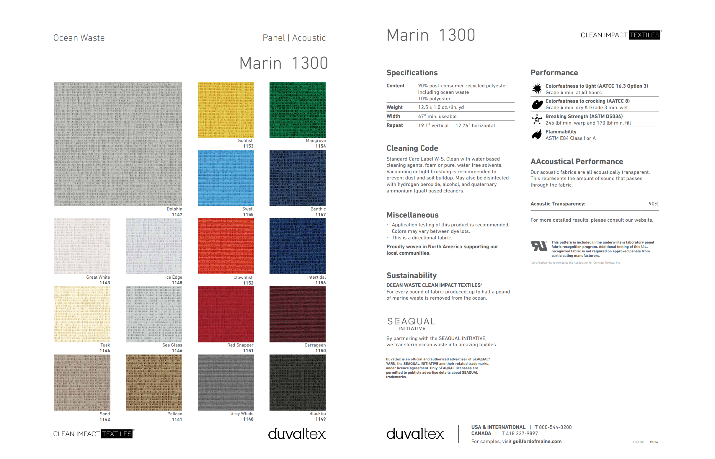 Marin fabric for acoustic panels