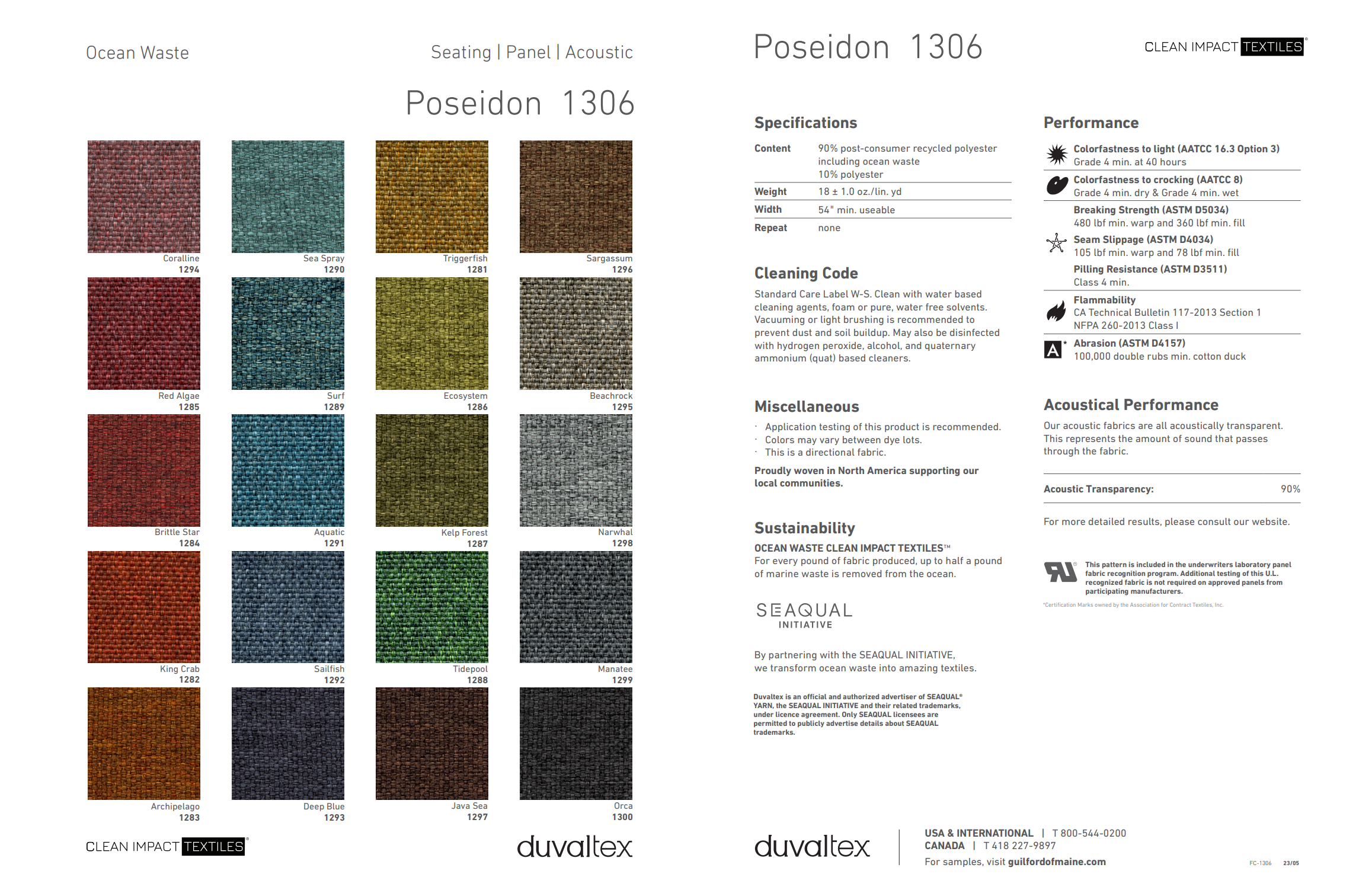 Poseidon fabric for acoustic panels