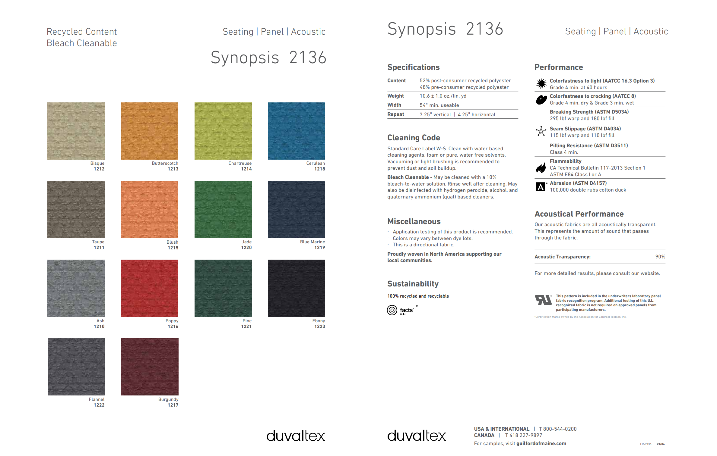 Synopsis fabric for acoustic panels